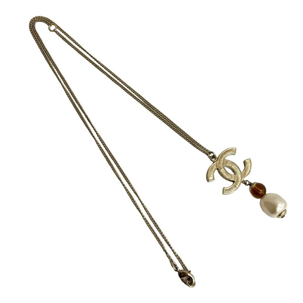 CHANEL Authentic Brown Pearl Logo Necklace - Picture 5 of 5